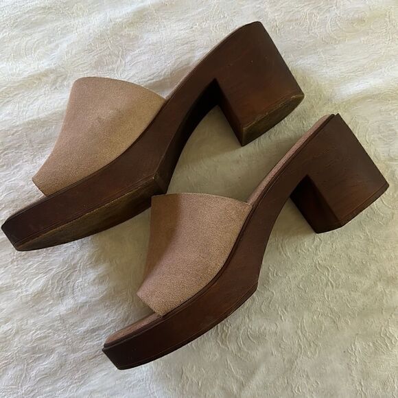 Bionatura Italian Shoes Slides Sandals Tan Leather Wood Size 9.5 or 41 - Picture 3 of 11